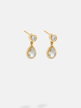 BaubleBar Dare to Dazzle 18K Gold Kids' Earrings - Clear - 18K Gold Plated Sterling Silver, Cubic Zirconia stones