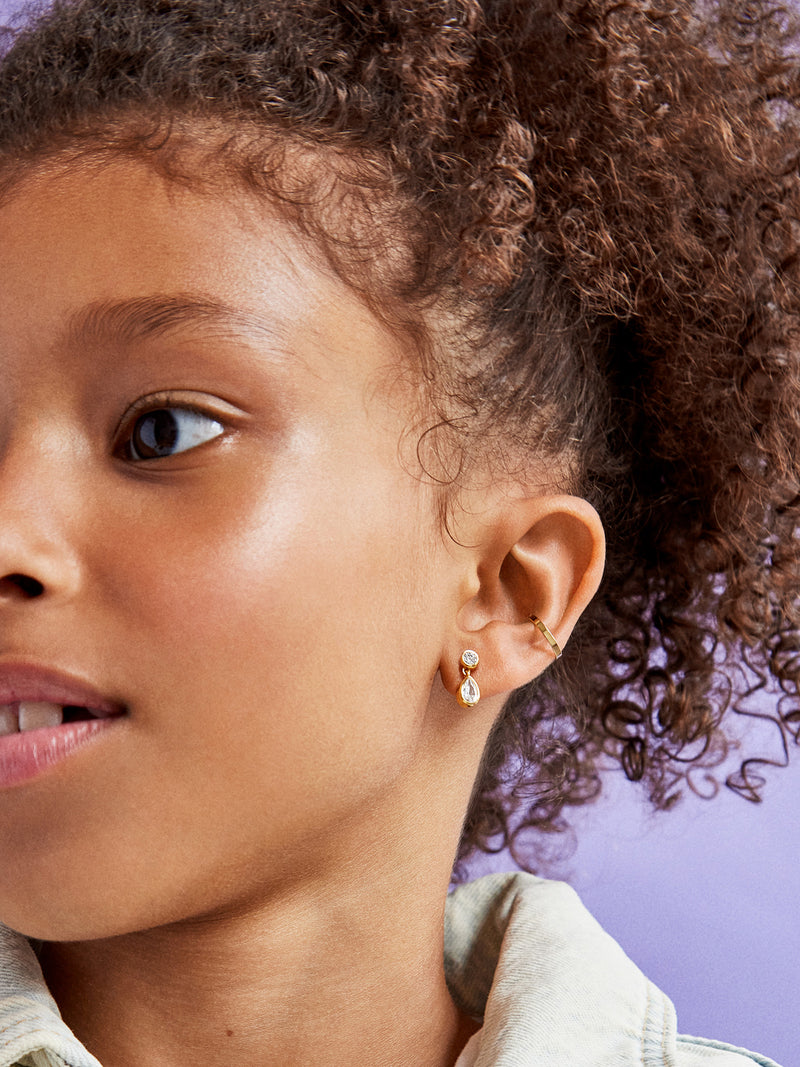 BaubleBar Dare to Dazzle 18K Gold Kids' Earrings - Clear - 18K Gold Plated Sterling Silver, Cubic Zirconia stones