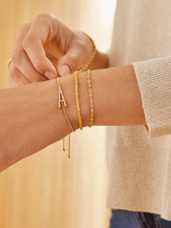 East West Initial Bracelet - Gold/Pavé