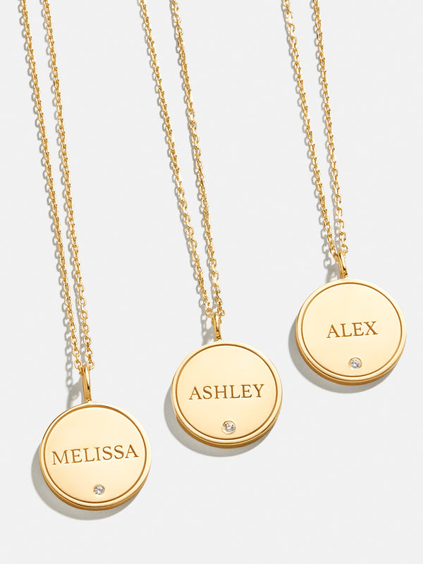 18K Gold Custom Engravable Disc Necklace - Engravable Disc