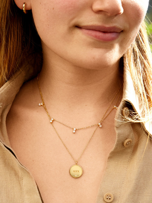 18K Gold Custom Engravable Disc Necklace - Engravable Disc