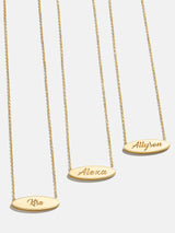 BaubleBar 18K Gold Custom Engravable Oval Necklace - Engravable Oval - Enjoy 20% off custom gifts
