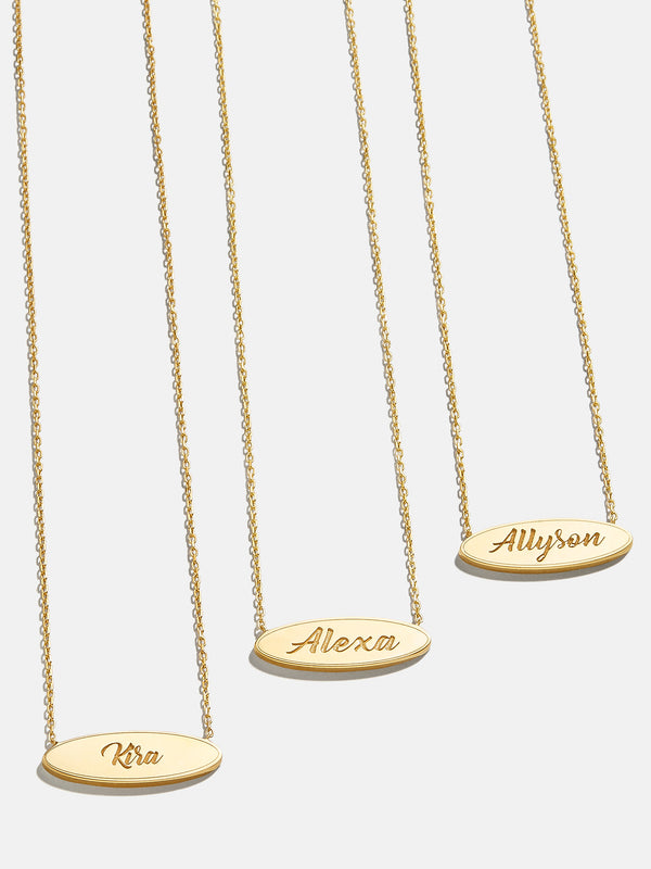 18K Gold Custom Engravable Oval Necklace - Engravable Oval