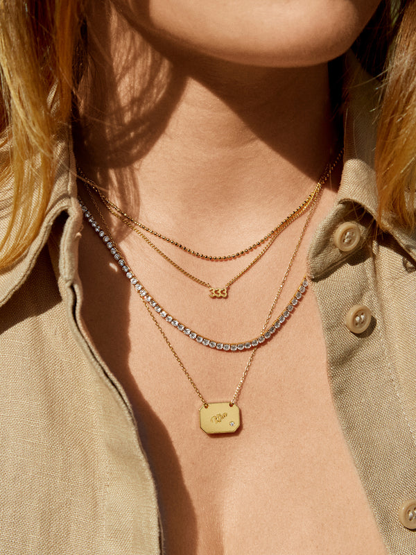 18K Gold Custom Engravable Tag Necklace - Engravable Dog Tag