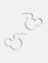 BaubleBar Mickey Mouse Disney Glow-In-The-Dark Outline Hoop Earrings - White - Disney glow-in-the-dark hoop earrings