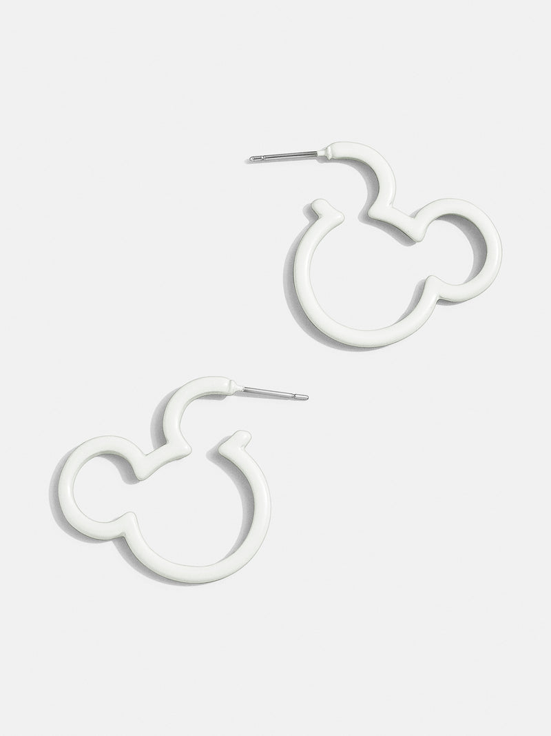 BaubleBar Mickey Mouse Disney Glow-In-The-Dark Outline Hoop Earrings - White - Disney glow-in-the-dark hoop earrings