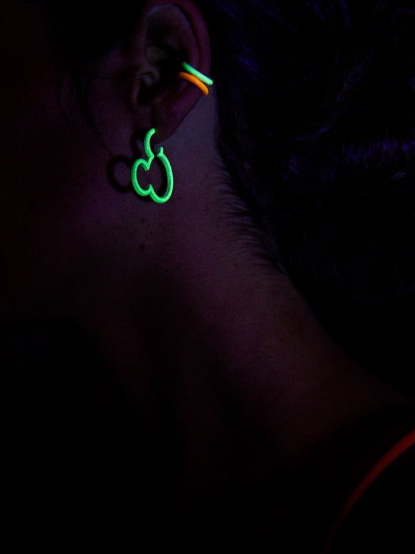 Mickey Mouse Disney Glow-In-The-Dark Outline Hoop Earrings - White