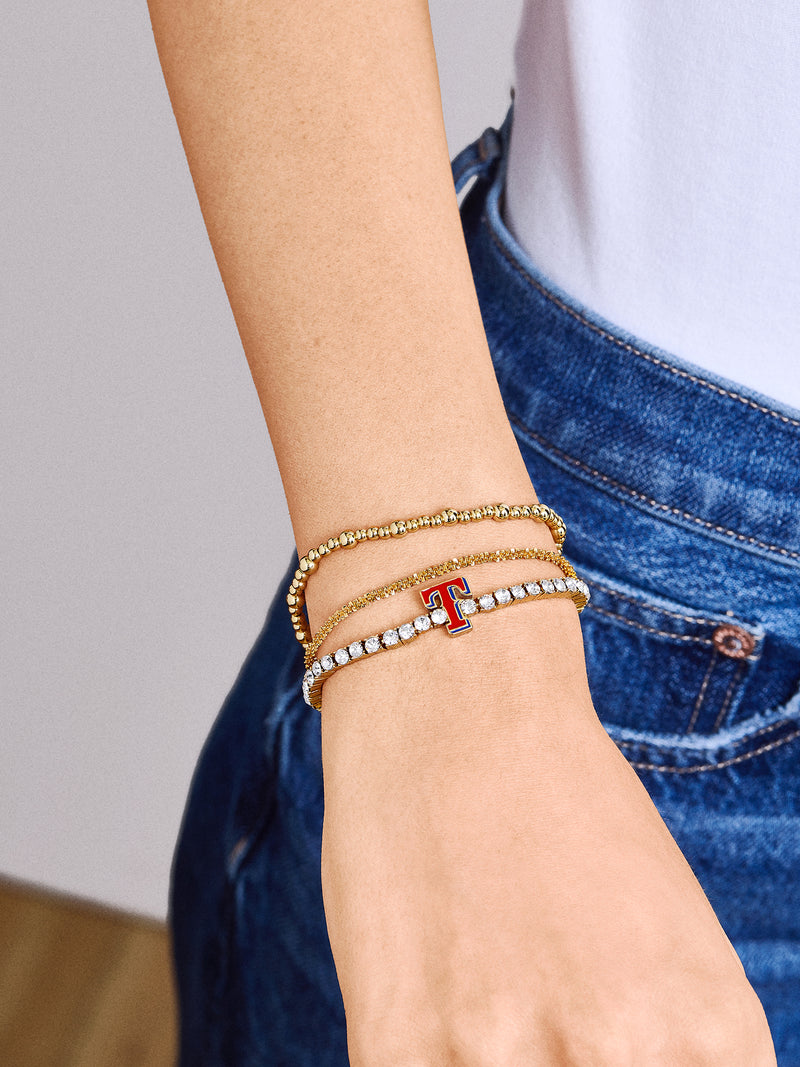 BaubleBar MLB Gold Tennis Bracelet - Texas Rangers - 
    20% Off MLB Styles. For one week only.
  
