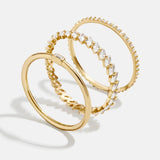 Molly 18K Gold Ring Set - Gold/Pavé