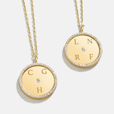 Classic 14K Gold Custom Medallion Necklace - Gold/Pavé