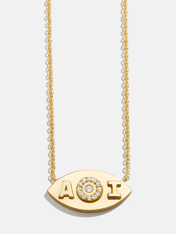 Evil Eye 18K Gold Custom Pendant Necklace - Gold/Pavé