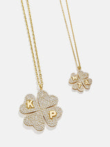 BaubleBar Clover 18K Gold Custom Pendant Necklace - Gold/Pavé - 18K Gold Plated Sterling Silver, Cubic Zirconia stones