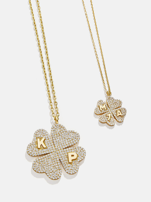 Clover 18K Gold Custom Pendant Necklace - Gold/Pavé