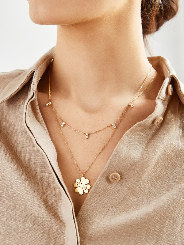 Clover 18K Gold Custom Pendant Necklace - Gold