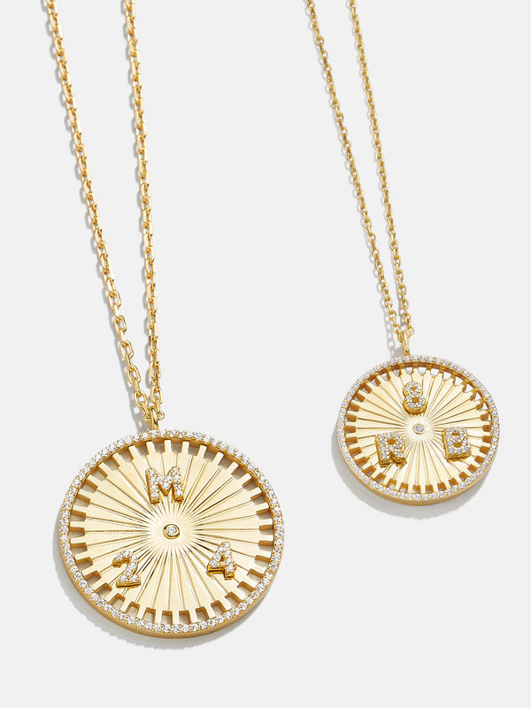 Compass 18K Gold Custom Medallion Necklace - Gold/Pavé