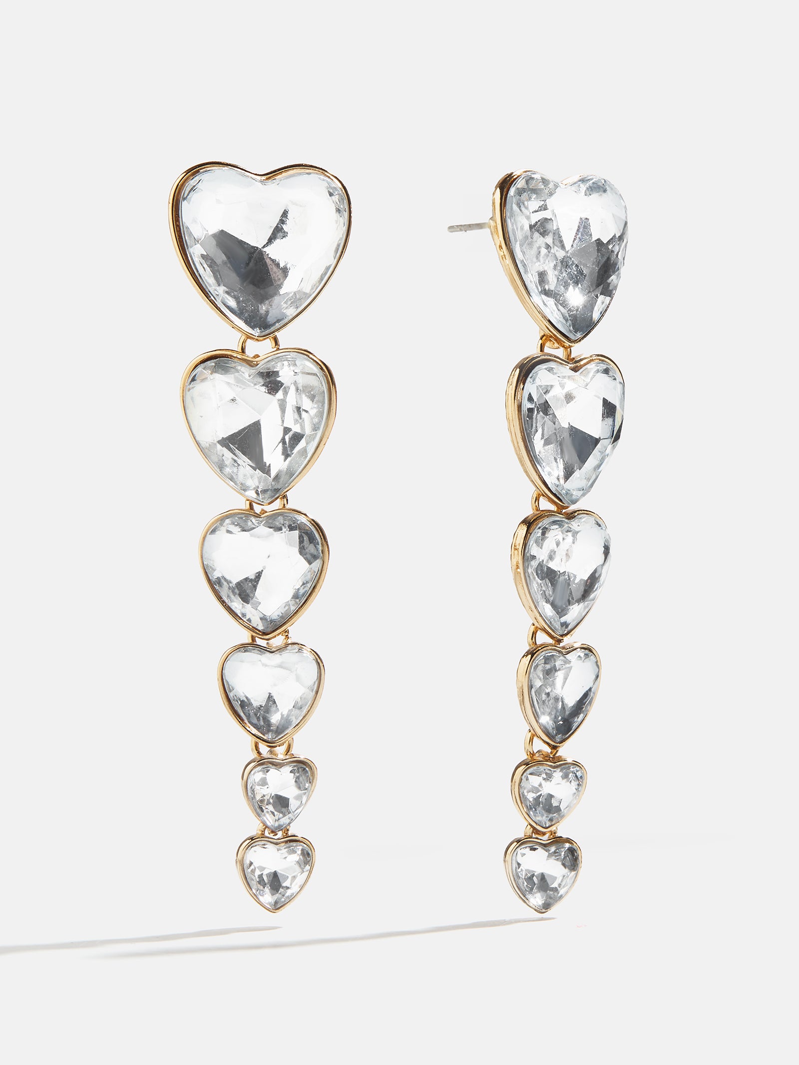 Heart Crystal Statement Drops - Gold/Pavé
