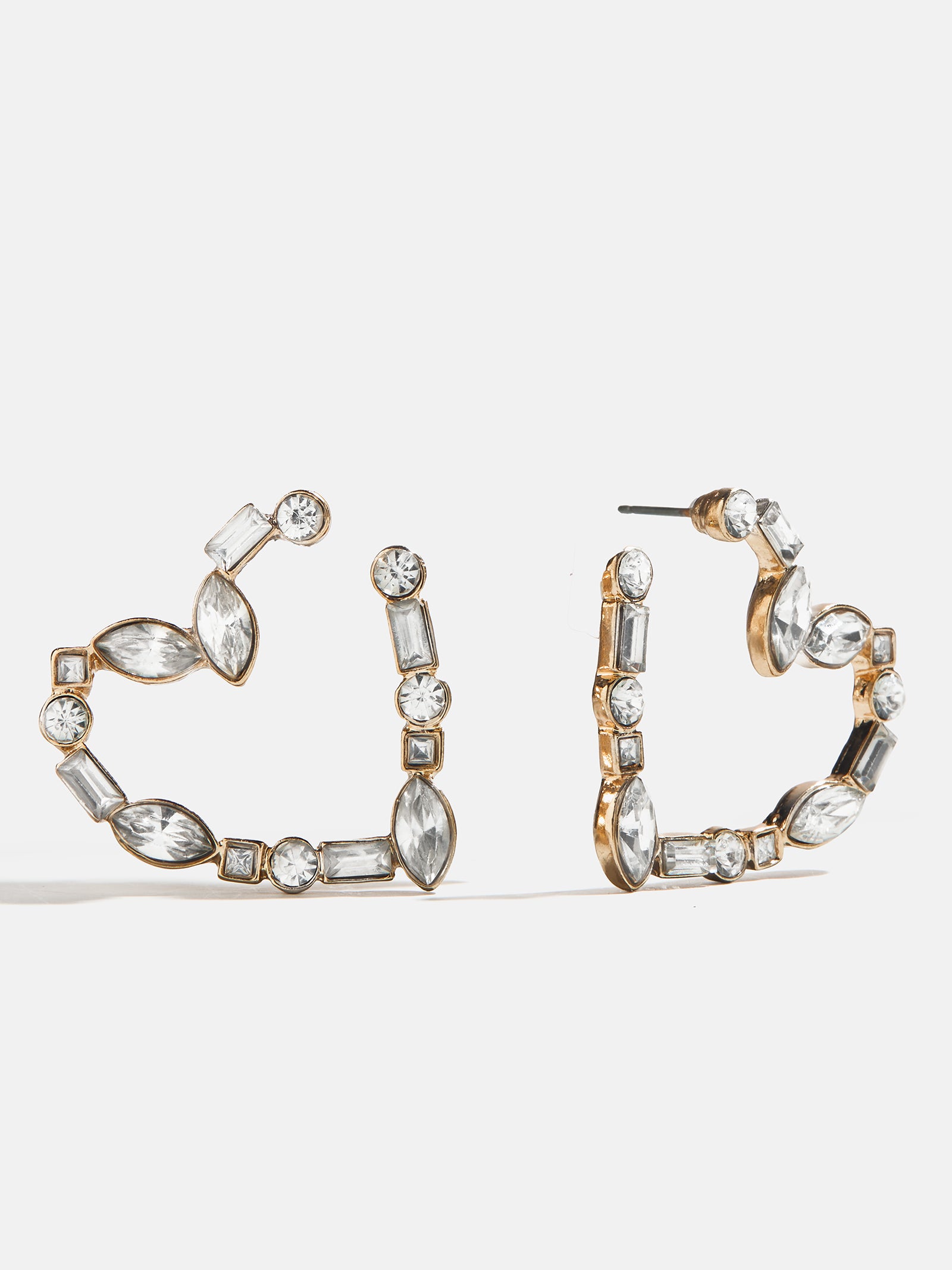 Mixed Stone Crystal Heart Hoops - Gold/Pavé