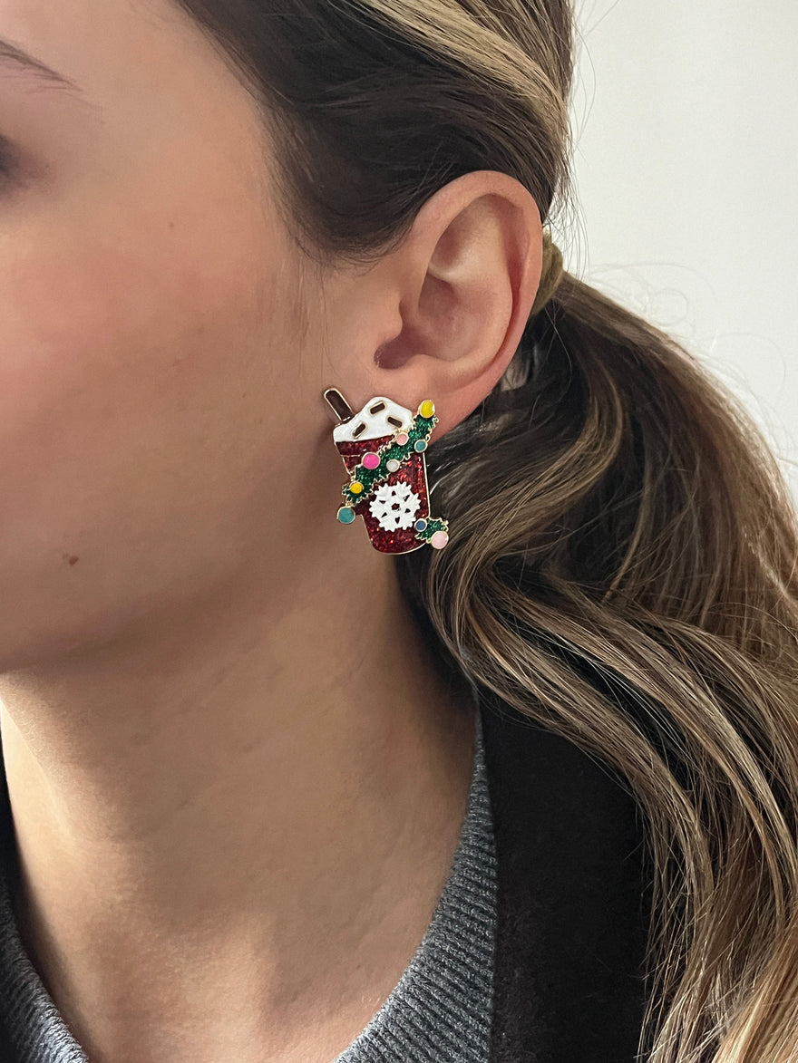 Cup of Cheer Latte Earrings - Cup Of Cheer