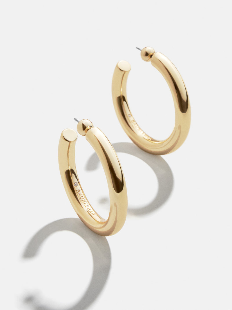 Dalilah Earrings 37MM – Chunky gold hoops – BaubleBar