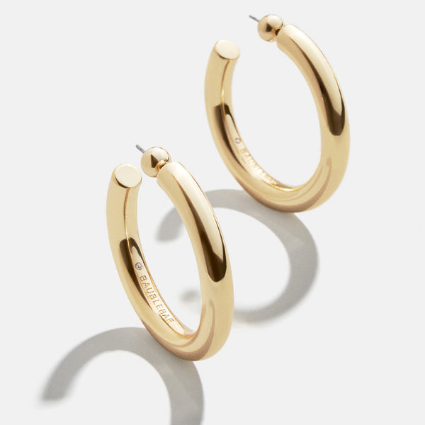 Dalilah Earrings - 37MM – Chunky gold hoops – BaubleBar