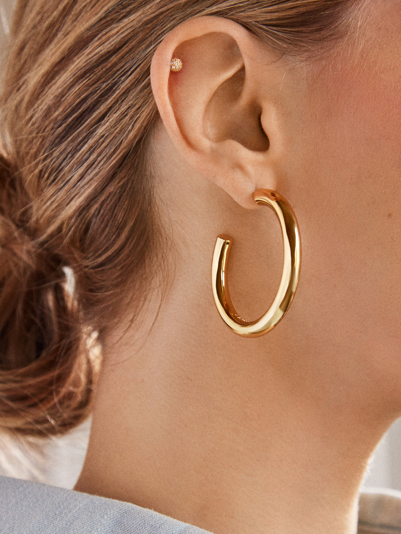 Dalilah Earrings 46MM – Thin gold hoops – BaubleBar