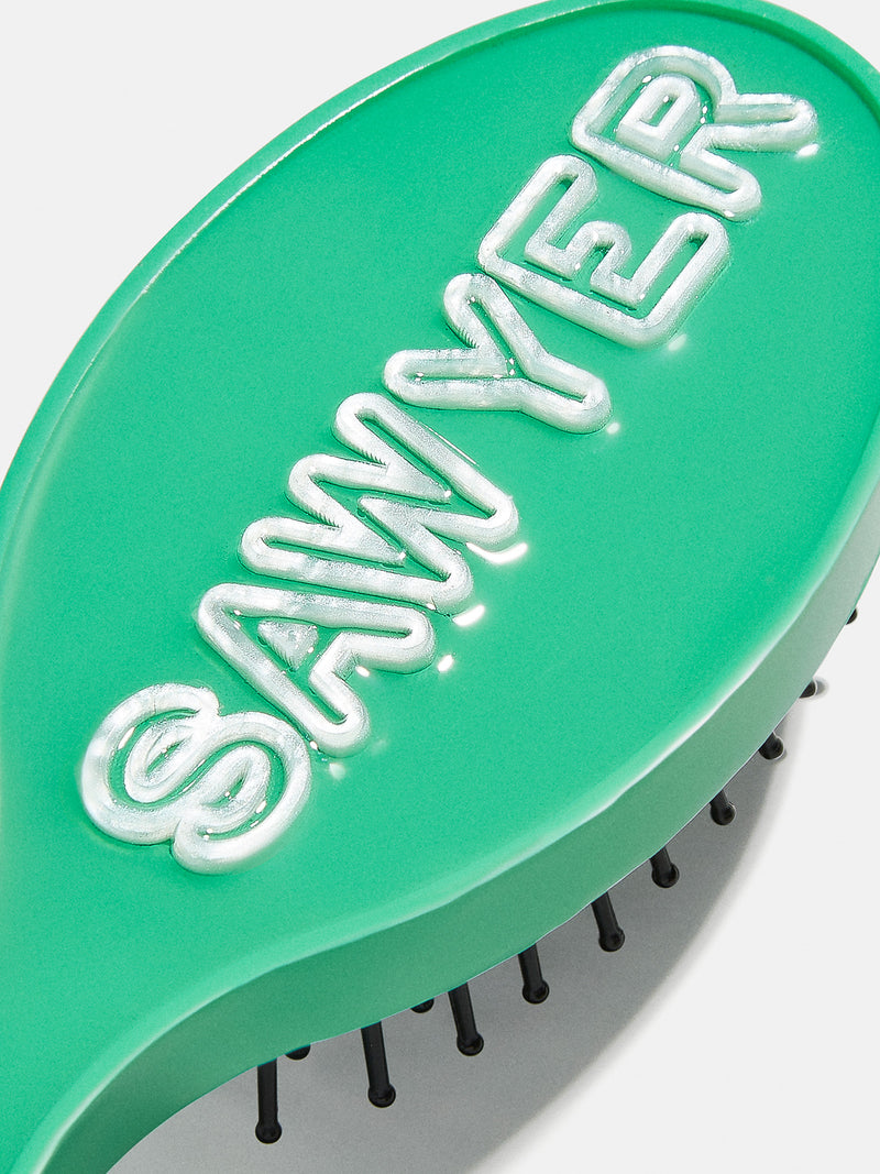 BaubleBar Fine Line Mini Custom Hair Brush - Fine Line Green - Personalized hair brush