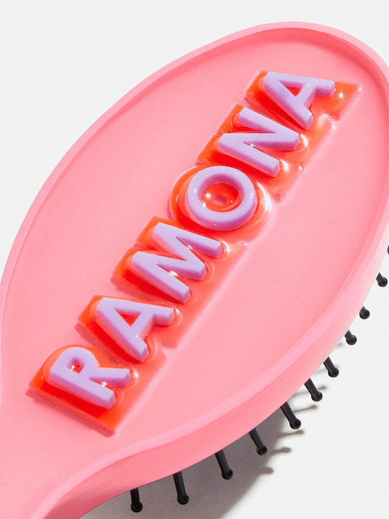 BaubleBar Block Font Mini Custom Hair Brush - Block Font Red/Pink - Personalized hair brush