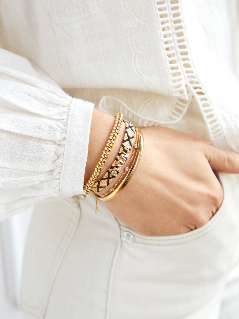 BaubleBar Custom Woven Friendship Bracelet - Neutral Criss Cross - Customizable bracelet