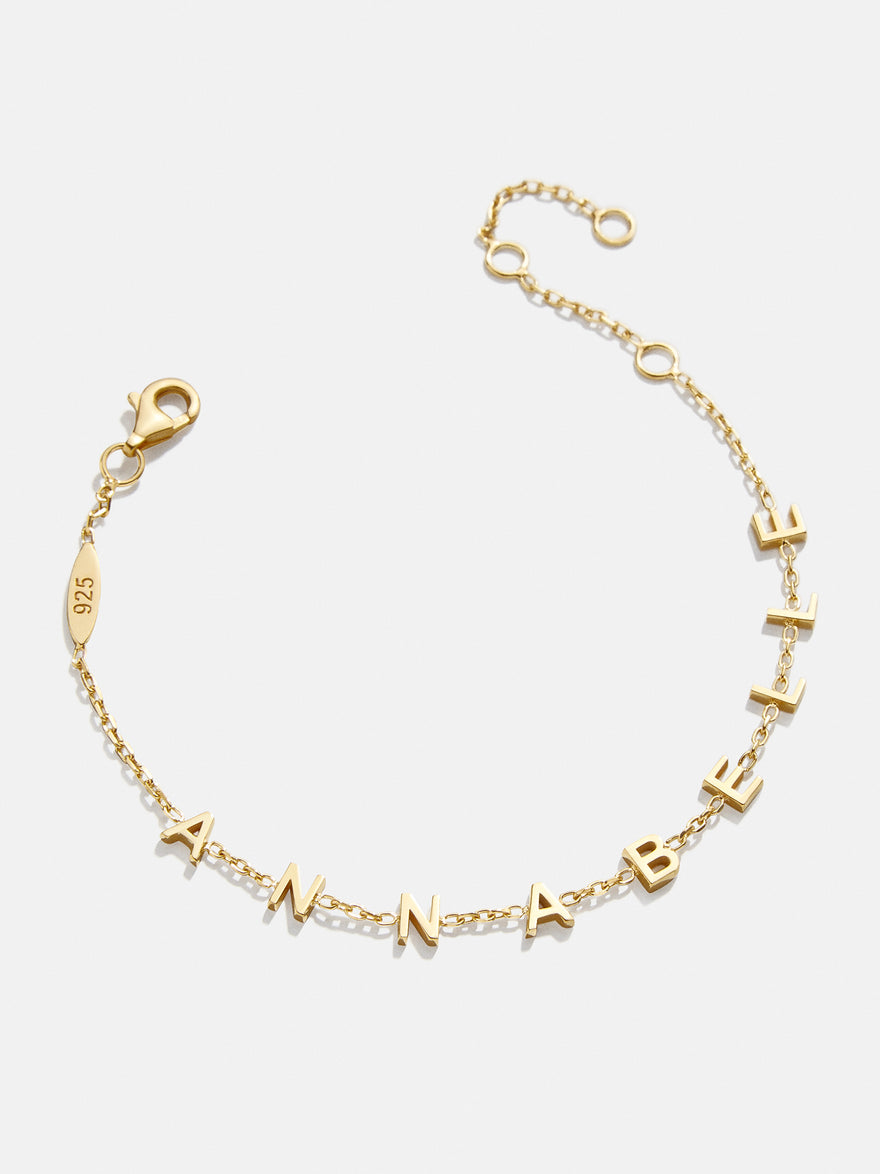 Mini 18K Gold Vermeil Custom Spaced Letter Name Bracelet - 18K Gold Vermeil