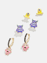 BaubleBar Monsters In The Closet Earring Glow-In-The-Dark Set - Glow-In-The-Dark Monsters Set - Three pairs of Halloween monster earrings