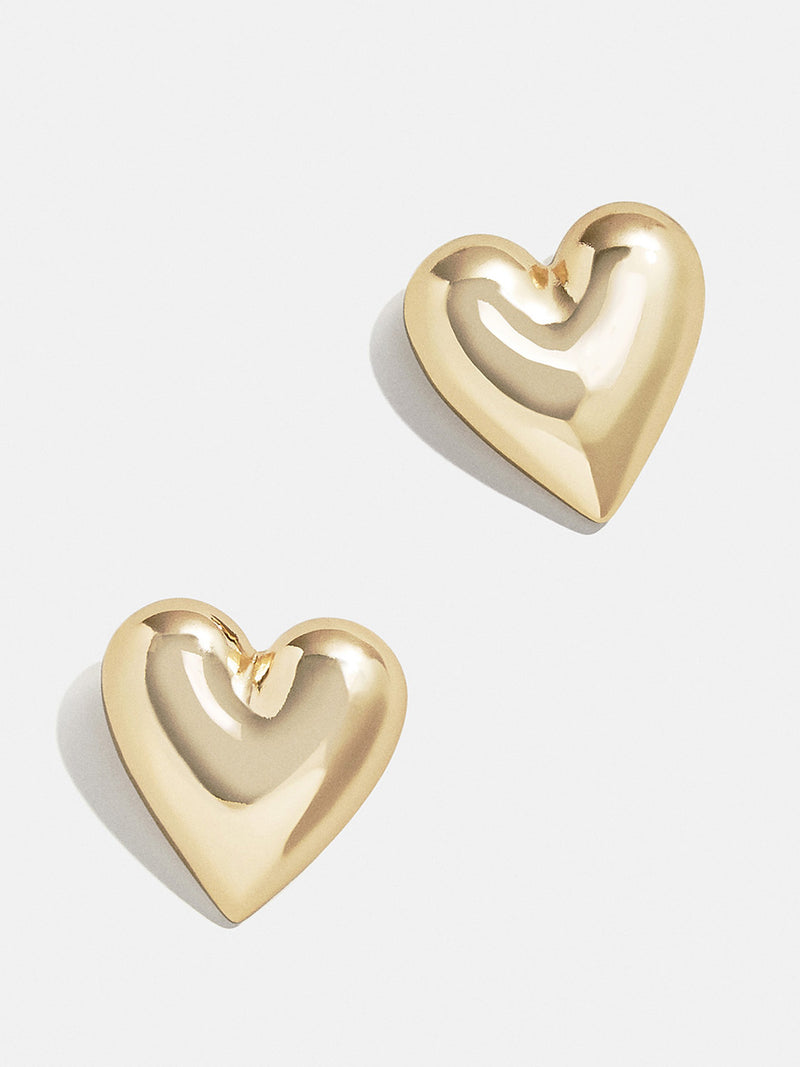 BaubleBar Melina Earrings - Gold - Gold heart statement stud earrings