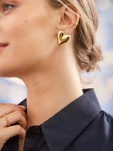 BaubleBar Melina Earrings - Gold - Gold heart statement stud earrings