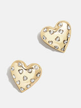 BaubleBar Melina Earrings - Clear/Gold - Gold heart statement stud earrings