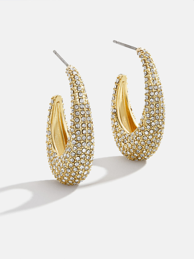 BaubleBar Hailee Earrings - Gold/Pavé - Gold oval hoop earrings