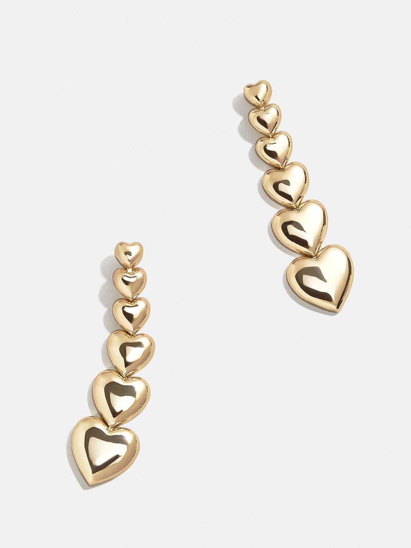 BaubleBar Marietta Earrings - Gold - Gold heart drop earrings