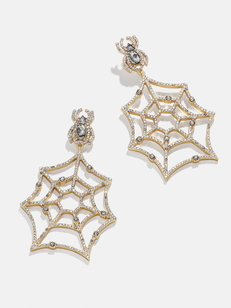 BaubleBar Read It & Creep Earrings - Halloween spiderweb statement earrings