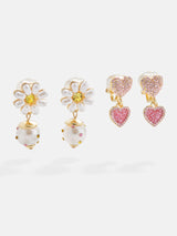 BaubleBar Charley Kids' Clip-On Earring Set - White - Two pairs of kids' clip-on earrings