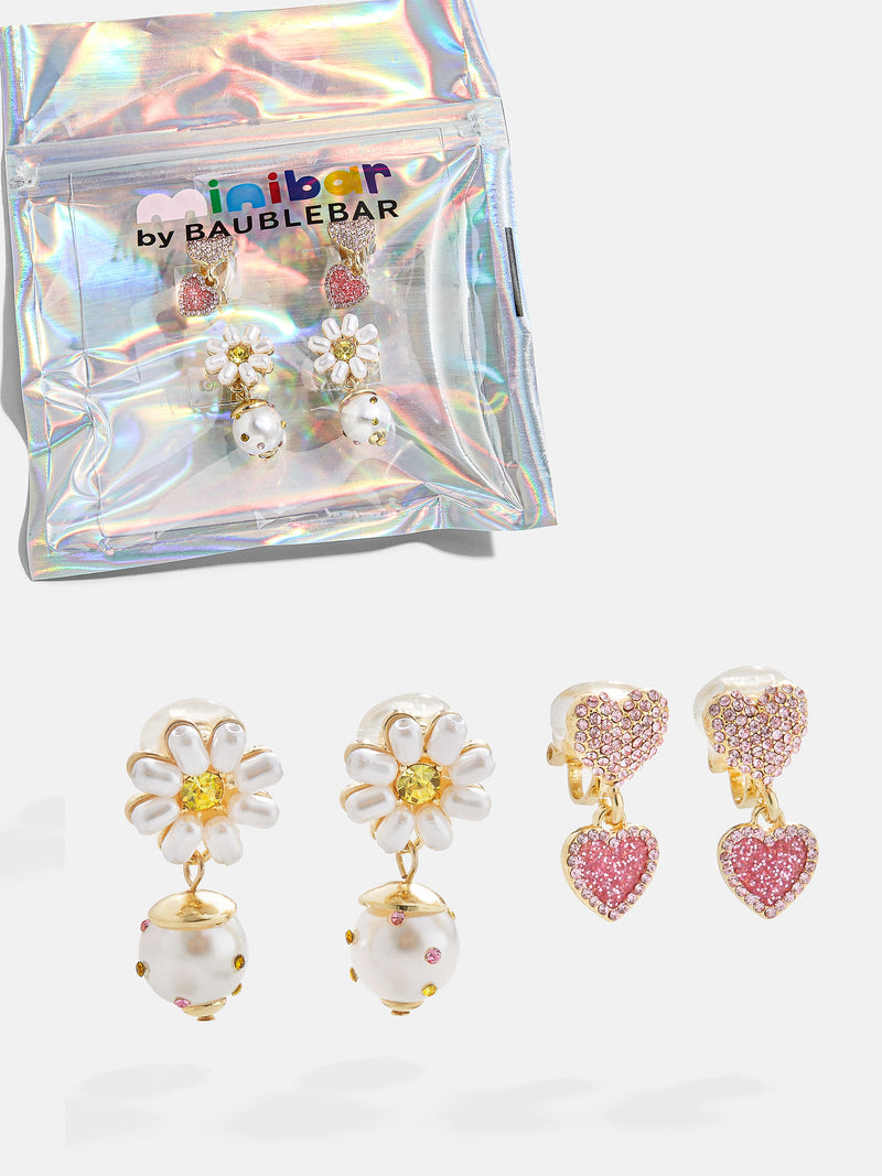 BaubleBar Charley Kids' Clip-On Earring Set - White - 
    Two pairs of kids' clip-on earrings
  
