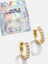 BaubleBar Tori 18K Gold Kids' Earrings - Gold/Pavé - 18K Gold Plated Sterling Silver, Cubic Zirconia stones
