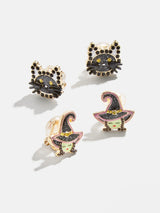 BaubleBar Scaredy Cat Kids' Clip-On Earring Set - Scaredy Cat Set - Two pairs of kids' Halloween clip-on earrings