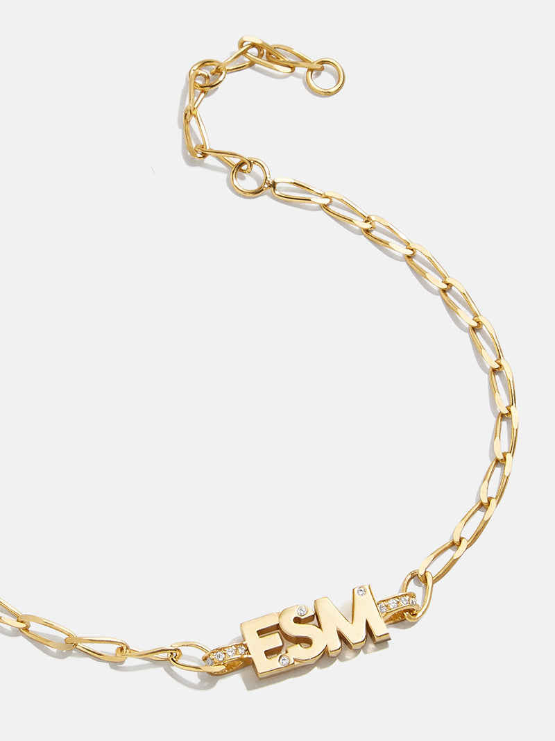 Louis Vuitton Bracelet Women Initial e Gold Chain Logo Bangle W/Box,  Storage Bag