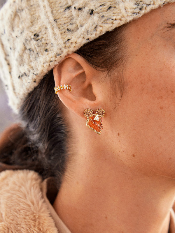Mickey Mouse Disney Pumpkin Pie Earrings - Orange