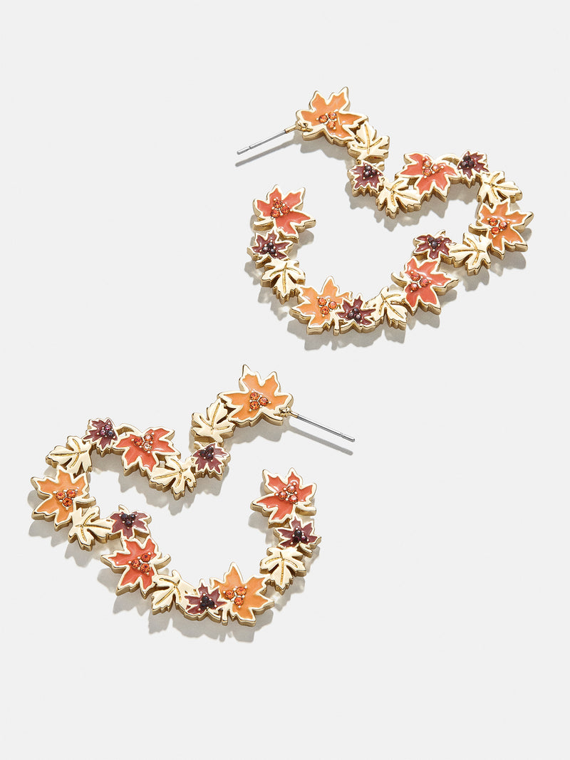 BaubleBar Mickey Mouse Disney Fall Leaves Outline Hoop Earrings - Disney fall hoop earrings