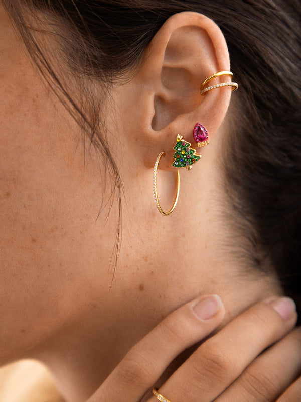 Mini Holiday Motif Earrings - Christmas Tree Studs