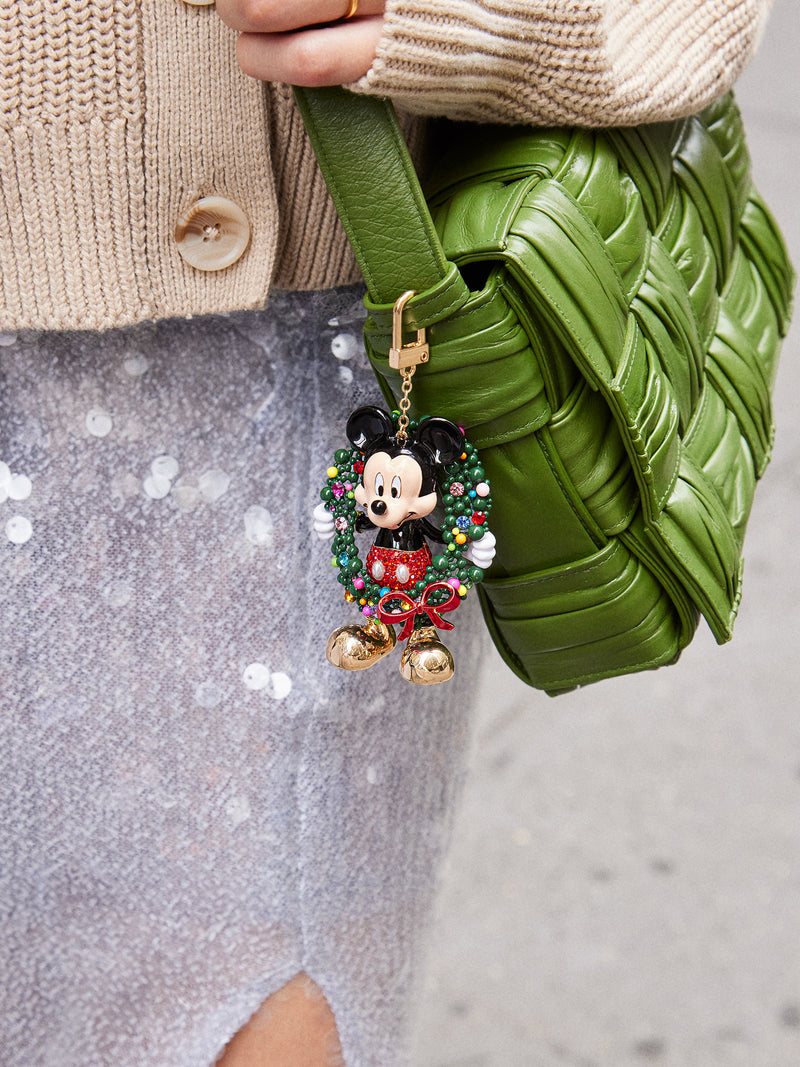 BaubleBar Mickey Mouse Holiday Welcome Wreath Disney Bag Charm - Mickey Mouse Holiday Wreath - Stocking Stuffer Deal