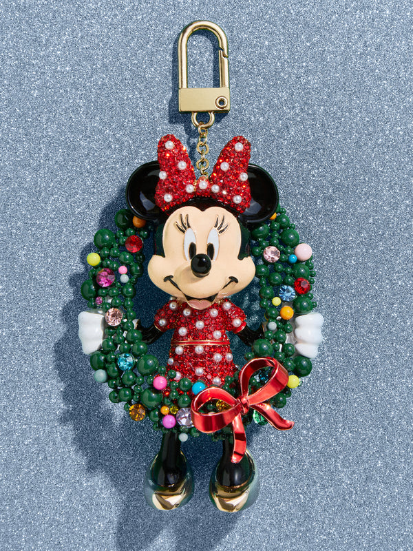Minnie Mouse Holiday Welcome Wreath Disney Bag Charm - Minnie Mouse Holiday Wreath