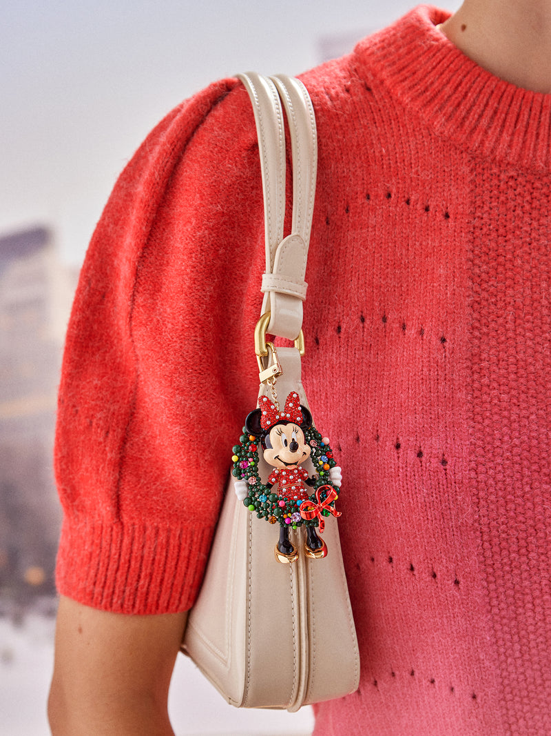 BaubleBar Minnie Mouse Holiday Welcome Wreath Disney Bag Charm - Minnie Mouse Holiday Wreath - Stocking Stuffer Deal