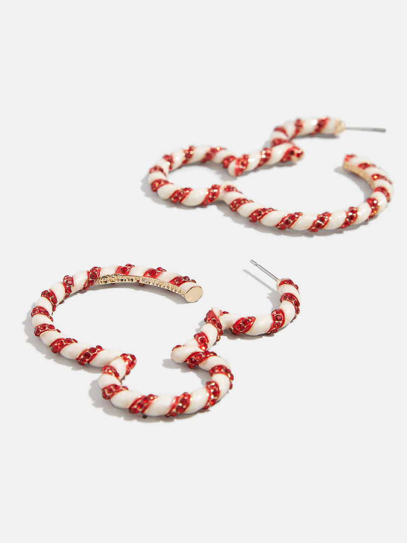 BaubleBar Mickey Mouse Disney Candy Cane Outline Hoop Earrings - Mickey Mouse Candy Cane Hoops - Limited Time: 50% off Select Holiday Styles