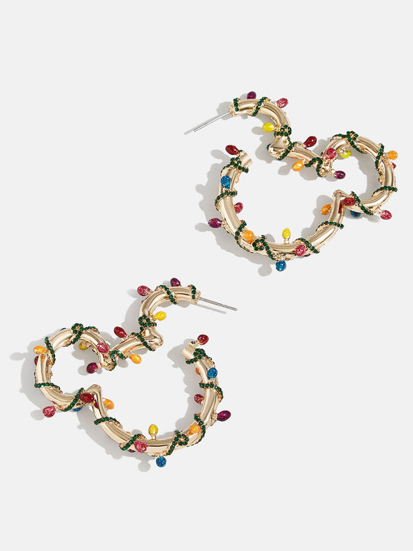 Mickey Mouse Holiday Lights Disney Essential Hoop Earrings - Mickey Mouse Holiday Lights Hoops