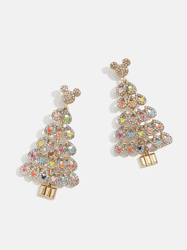 Mickey Mouse Disney Pavé Christmas Tree Earrings - Multi/Gold